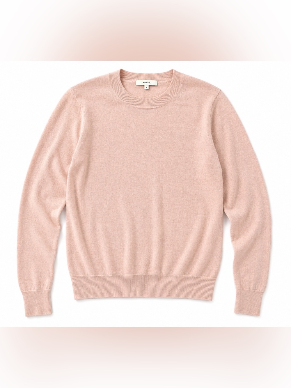 Vince Wool Cashmere Crewneck Sweater Small Blush Pink Luxury Knit
